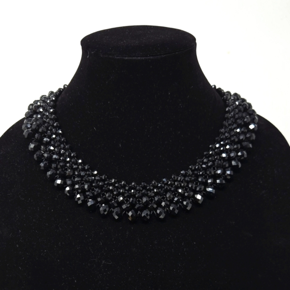 Vintage Elegant Black Beaded Necklace